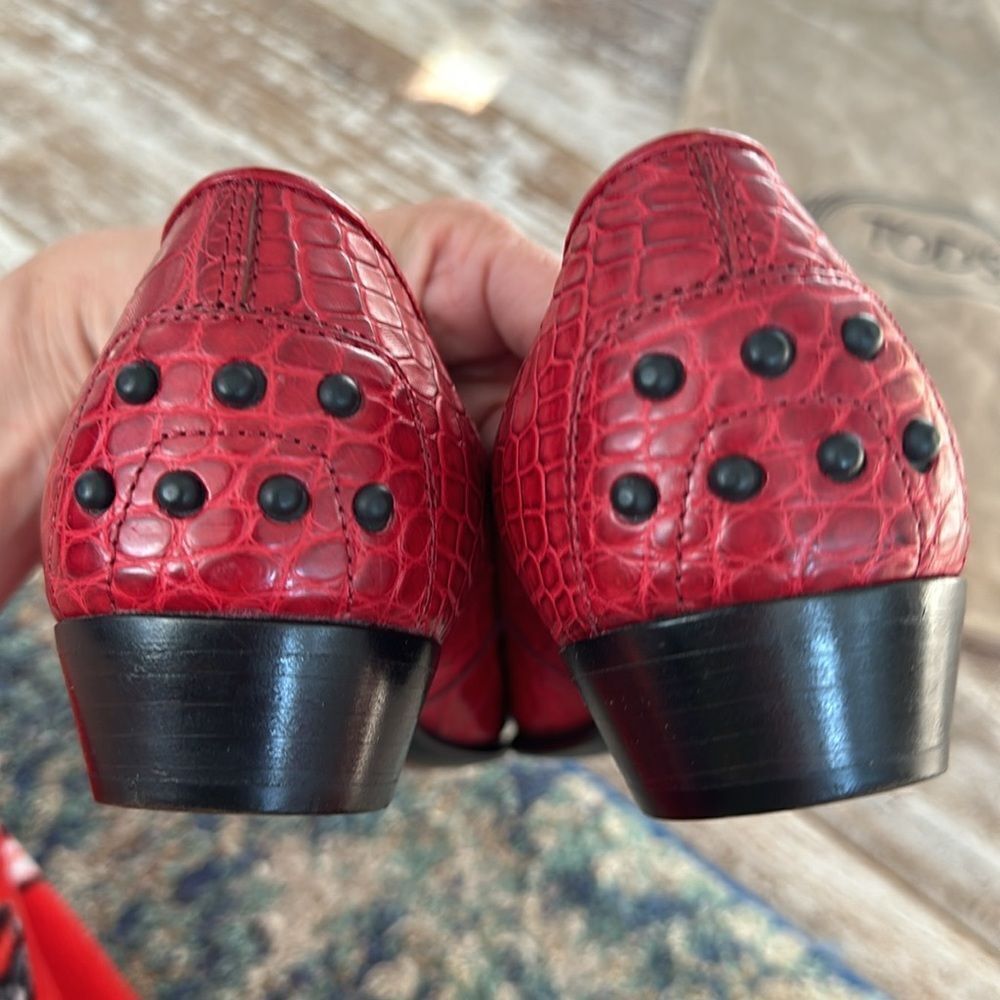 Tod’s Alligator Crocodile Pointed Toe Drivers Loa… - image 7